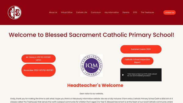 Screenshot of the Fobs - The Friends Of Blessed Sacrament Catholic Primary School website