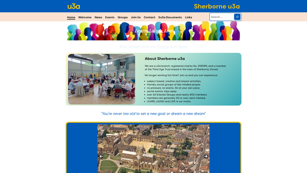 Screenshot of the Sherborne U3A website