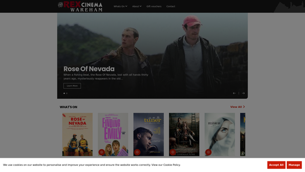 Screenshot of the Rex Cinema Wareham website