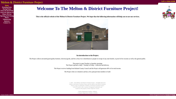 Screenshot of the Melton And District Furniture Project website