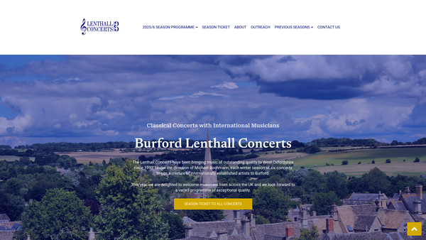 Screenshot of the The Lenthall Concert Society website