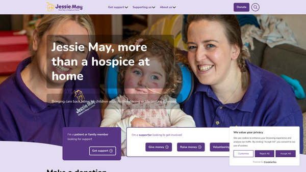 Screenshot of the The Jessie May Trust website
