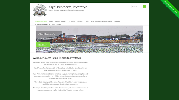 Screenshot of the Ysgol Penmorfa Parent Teacher Association website