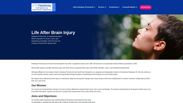 Screenshot of the Headway Portsmouth And South-East Hampshire website
