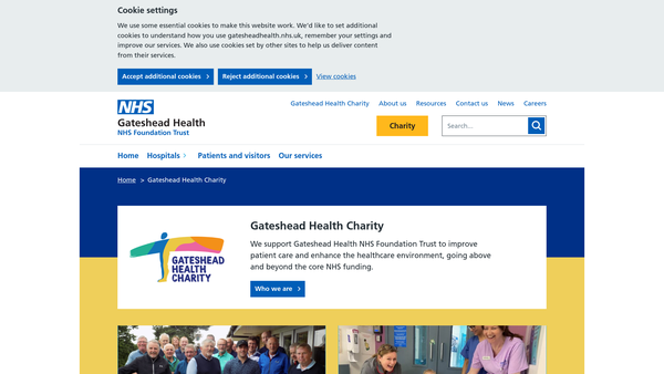 Screenshot of the Gateshead Health National Health Service Foundation Trust Charitable Fund website