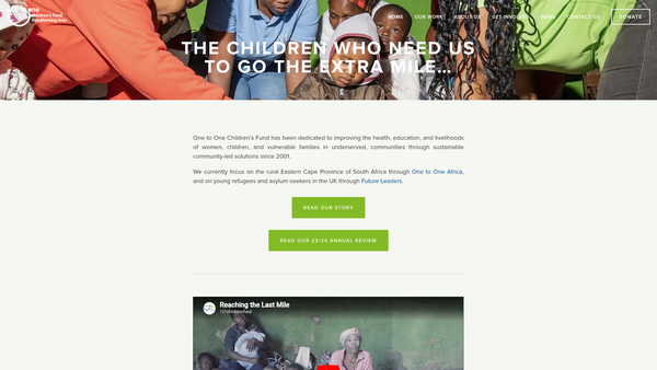 Screenshot of the One To One Children's Fund website