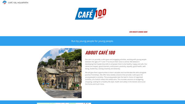 Screenshot of the Cafe 100 website