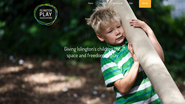 Screenshot of the Islington Play Association website