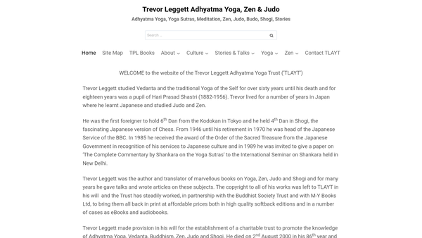 Screenshot of the Trevor Leggett Adhyatma Yoga Trust website