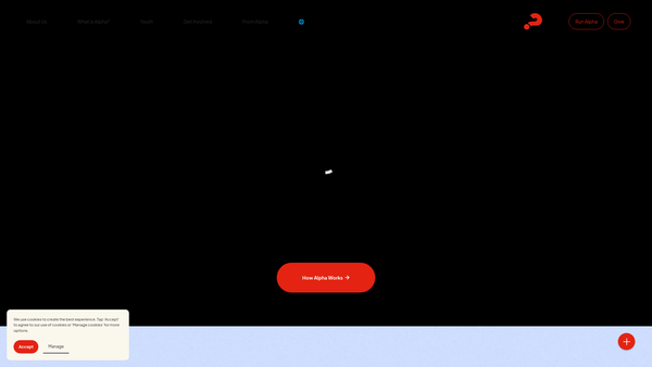 Screenshot of the Alpha International website