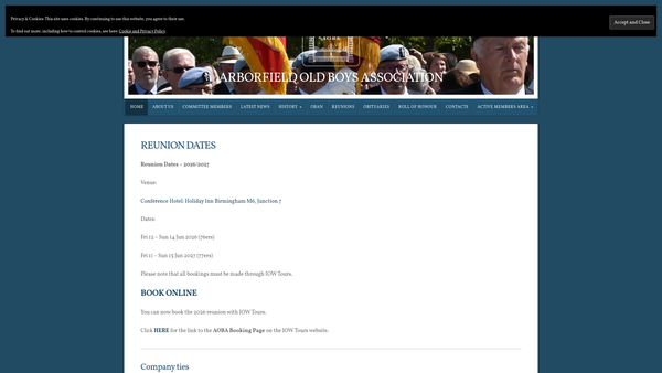 Screenshot of the The Arborfield Association website