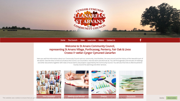 Screenshot of the King George`s Field St Arvans website