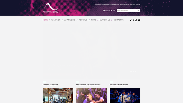 Screenshot of the Asian Arts Agency website