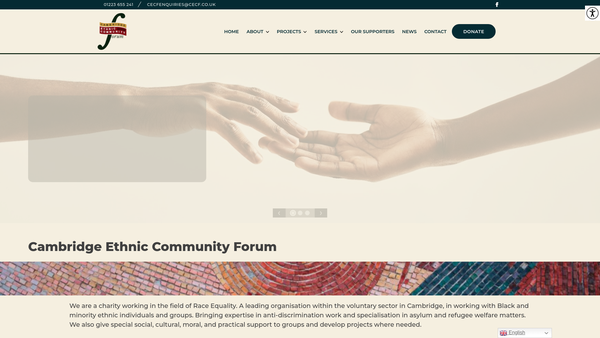 Screenshot of the Cambridge Ethnic Community Forum website