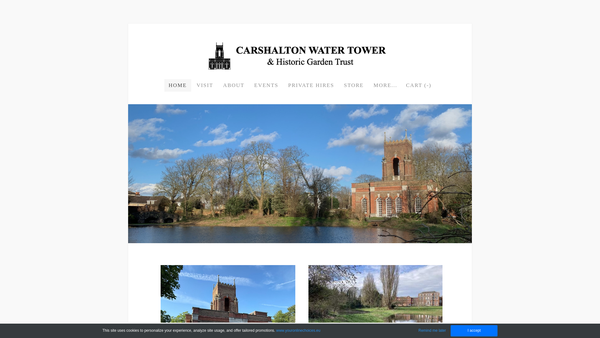 Screenshot of the The Carshalton Water Tower And Historic Garden Trust website