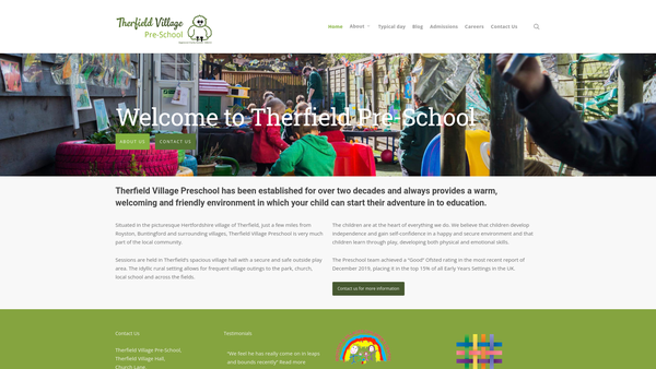 Screenshot of the Therfield Village Pre-School website