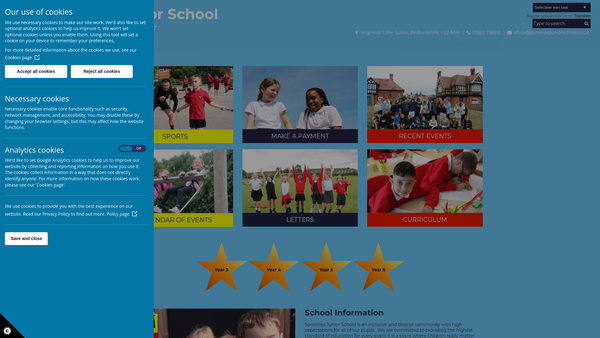 Screenshot of the Someries Junior School Fund website