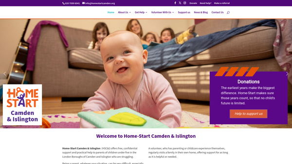 Screenshot of the Home-Start Camden And Islington website