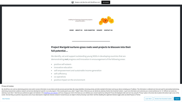 Screenshot of the Project Marigold website