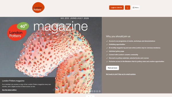 Screenshot of the London Potters website