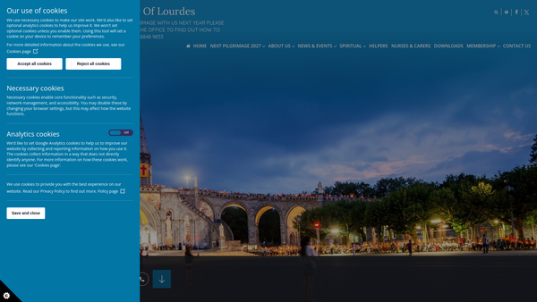 Screenshot of the Society Of Our Lady Of Lourdes website