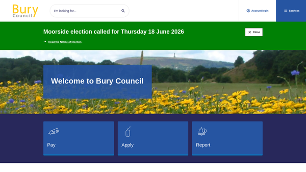 Screenshot of the King George V Playing Field Radcliffe (Hollinhurst) website