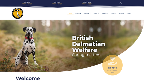 Screenshot of the British Dalmatian Welfare website
