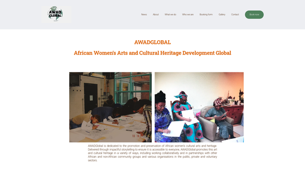 Screenshot of the African Women's Arts, Cultural Heritage & Development Global website