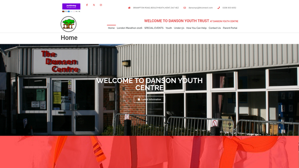 Screenshot of the Danson Youth Trust website
