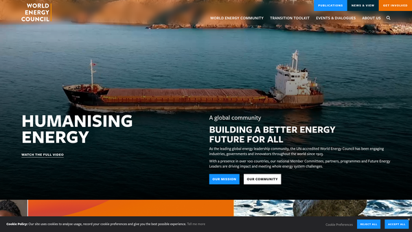 Screenshot of the World Energy Council website