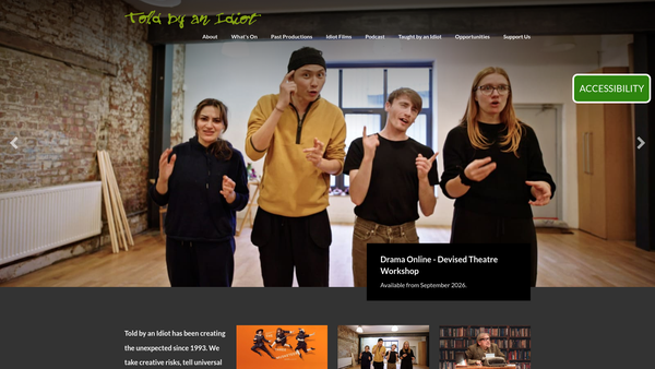 Screenshot of the Told By An Idiot website