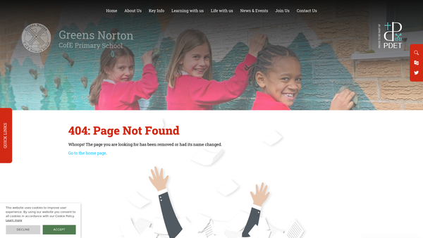 Screenshot of the Greens Norton Primary School Parent Teacher Association (PTA) website
