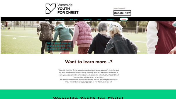 Screenshot of the Wearside Youth For Christ website