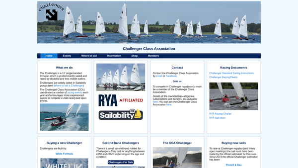 Screenshot of the Challenger Class Association website