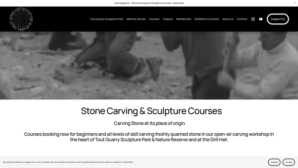 Screenshot of the The Portland Sculpture And Quarry Trust website