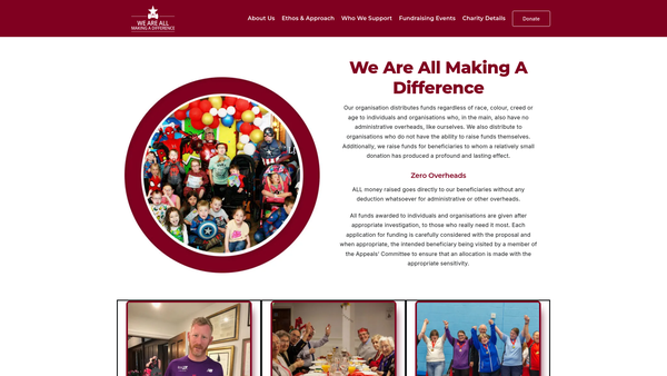 Screenshot of the We Are All Making A Difference Charitable Trust website