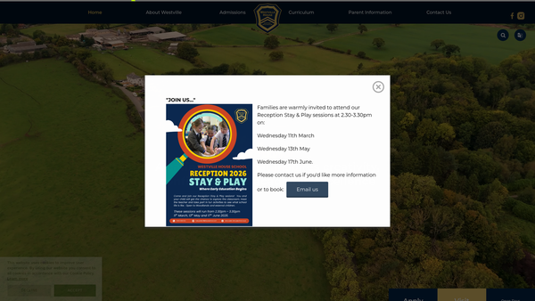 Screenshot of the Westville House School website