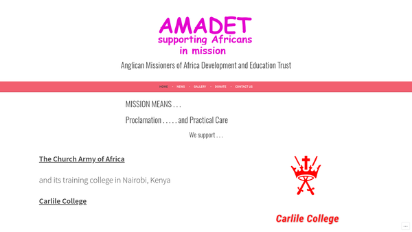 Screenshot of the Anglican Missioners Of Africa Development And Education Trust website