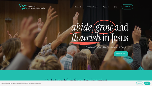Screenshot of the Taunton Vineyard Church website