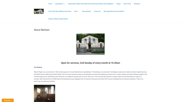 Screenshot of the The Barham Centre website