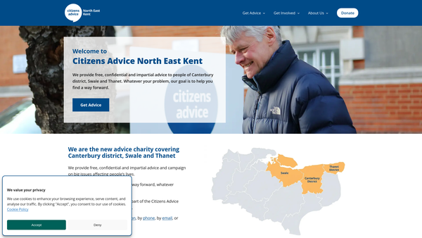 Screenshot of the Citizens Advice Thanet website