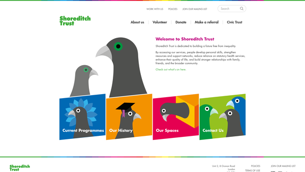 Screenshot of the The Shoreditch Trust website
