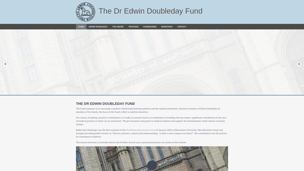 Screenshot of the Dr Edwin Doubleday Fund For Promotion Of The Awareness Of Non Clinical Aspects Of Patient Care In Medical Training website