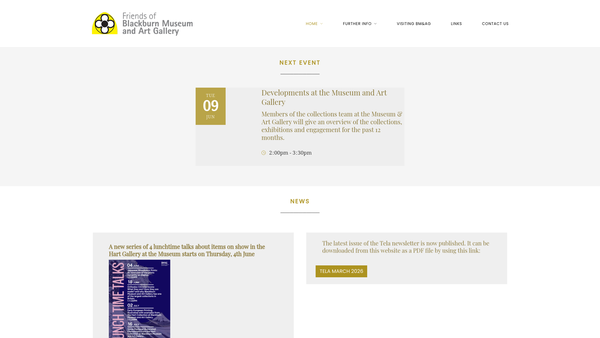 Screenshot of the The Friends Of Blackburn Museum And Art Gallery website