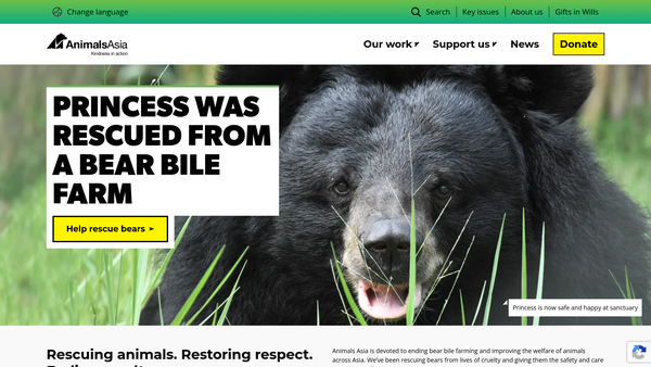 Screenshot of the Animals Asia Foundation website