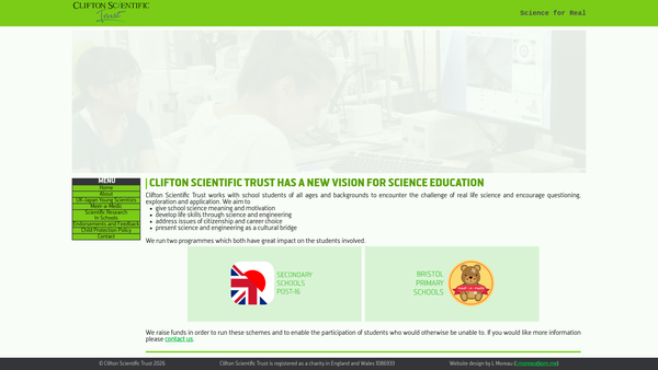 Screenshot of the Clifton Scientific Trust Limited website