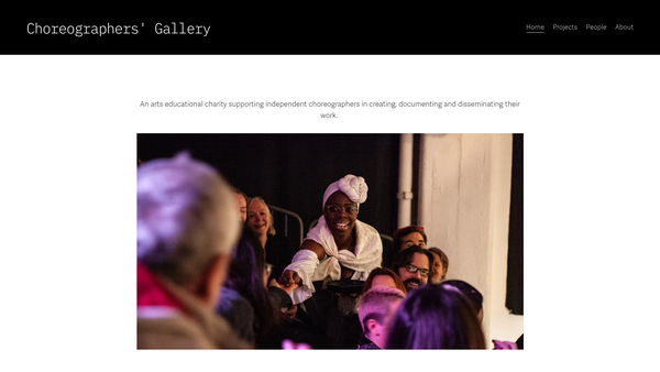 Screenshot of the Choreographers' Gallery website