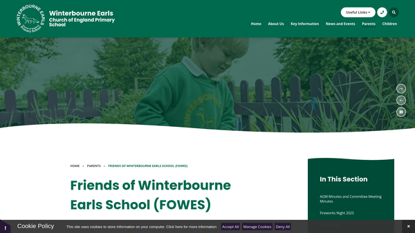 Screenshot of the Friends Of Winterbourne Earls School website