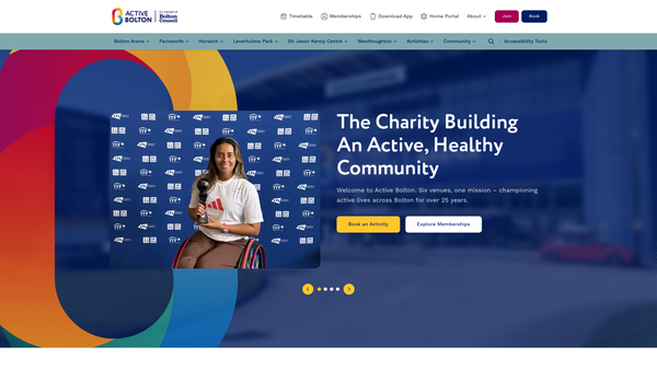 Screenshot of the Bolton Middlebrook Leisure Trust website