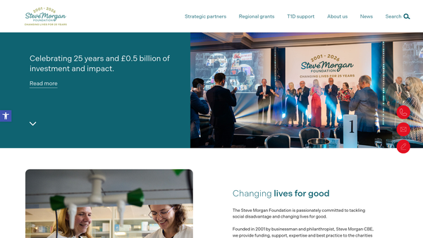 Screenshot of the The Steve Morgan Foundation website
